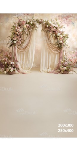 Tło fotograficzne „Kwiatowa brama w pastelach z welonem” | E802